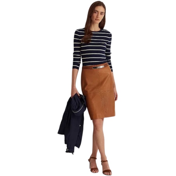 RALPH LAUREN Black Label 100% Genuine Lamb Leather Fully Lined Pencil Skirt Sz12 - Picture 9 of 10